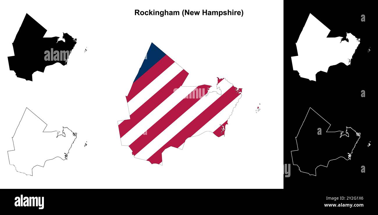 Rockingham County (New Hamshire) Umrisskarten Set Stock Vektor