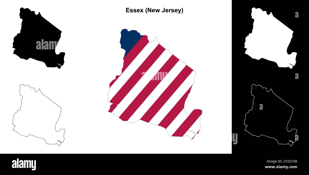 Essex County (New Jersey) Umrisskarten Set Stock Vektor