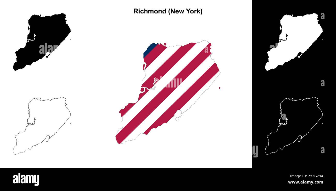 Richmond County (New York) Umrisskarten Set Stock Vektor