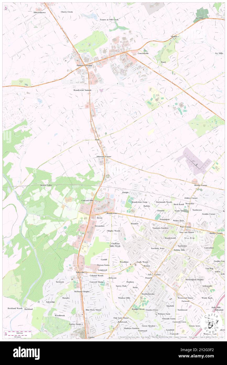 Concord Crossing, Delaware County, USA, USA, Pennsylvania, n 39 50' 39''', S 75 32' 0'', Karte, Cartascapes Map, veröffentlicht 2024. Erkunden Sie Cartascapes, eine Karte, die die vielfältigen Landschaften, Kulturen und Ökosysteme der Erde enthüllt. Reisen Sie durch Zeit und Raum und entdecken Sie die Verflechtungen der Vergangenheit, Gegenwart und Zukunft unseres Planeten. Stockfoto