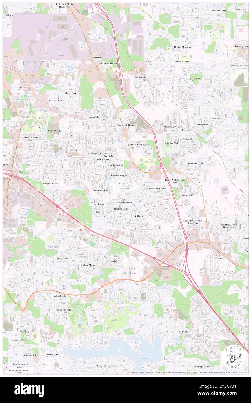 Woodfield, Clayton County, USA, USA, Georgia, n 33 34' 19'', S 84 17' 37'', Karte, Cartascapes Map, veröffentlicht 2024. Erkunden Sie Cartascapes, eine Karte, die die vielfältigen Landschaften, Kulturen und Ökosysteme der Erde enthüllt. Reisen Sie durch Zeit und Raum und entdecken Sie die Verflechtungen der Vergangenheit, Gegenwart und Zukunft unseres Planeten. Stockfoto