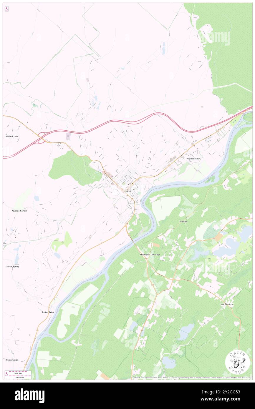 Milford, Pike County, USA, USA, Pennsylvania, n 41 19' 20'', S 74 48' 8'', Karte, Cartascapes Map, veröffentlicht 2024. Erkunden Sie Cartascapes, eine Karte, die die vielfältigen Landschaften, Kulturen und Ökosysteme der Erde enthüllt. Reisen Sie durch Zeit und Raum und entdecken Sie die Verflechtungen der Vergangenheit, Gegenwart und Zukunft unseres Planeten. Stockfoto