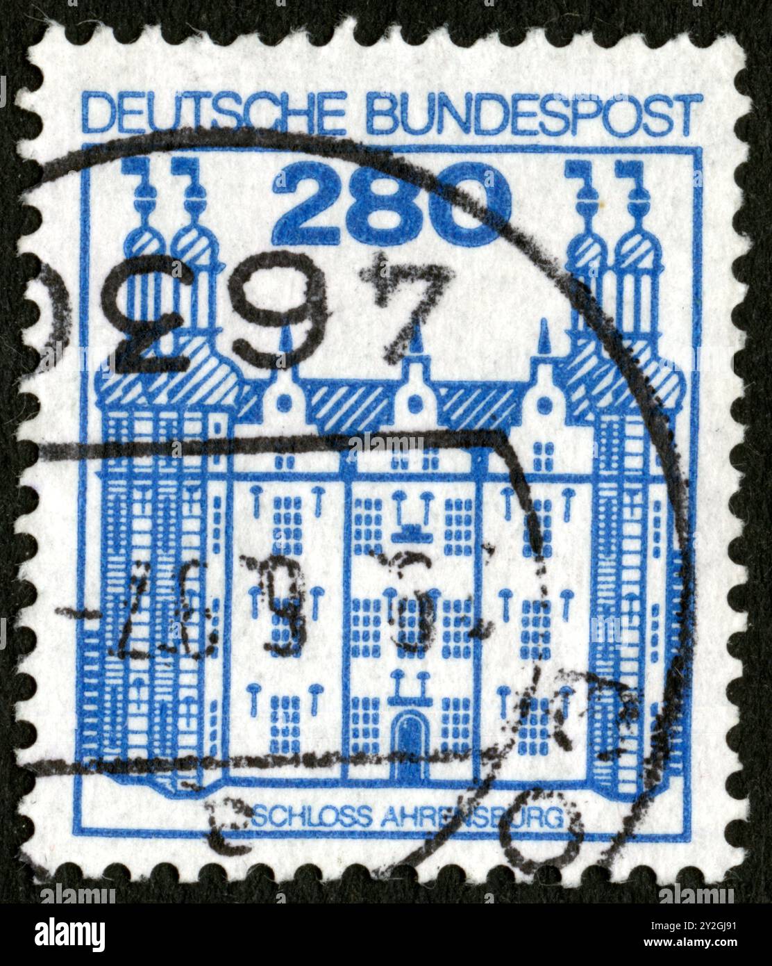 Timbre Oblitéré Deutsche Bundespost, Schloss Ahrensburg, 280 Stockfoto