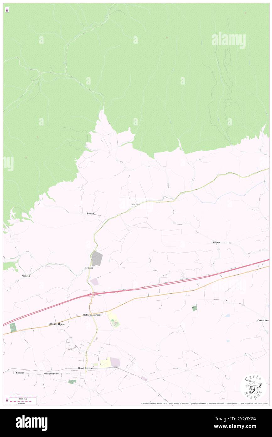 Blacklick, Wythe County, USA, USA, Virginia, n 36 56' 35''', S 81 15' 24'', Karte, Cartascapes Map, veröffentlicht 2024. Erkunden Sie Cartascapes, eine Karte, die die vielfältigen Landschaften, Kulturen und Ökosysteme der Erde enthüllt. Reisen Sie durch Zeit und Raum und entdecken Sie die Verflechtungen der Vergangenheit, Gegenwart und Zukunft unseres Planeten. Stockfoto