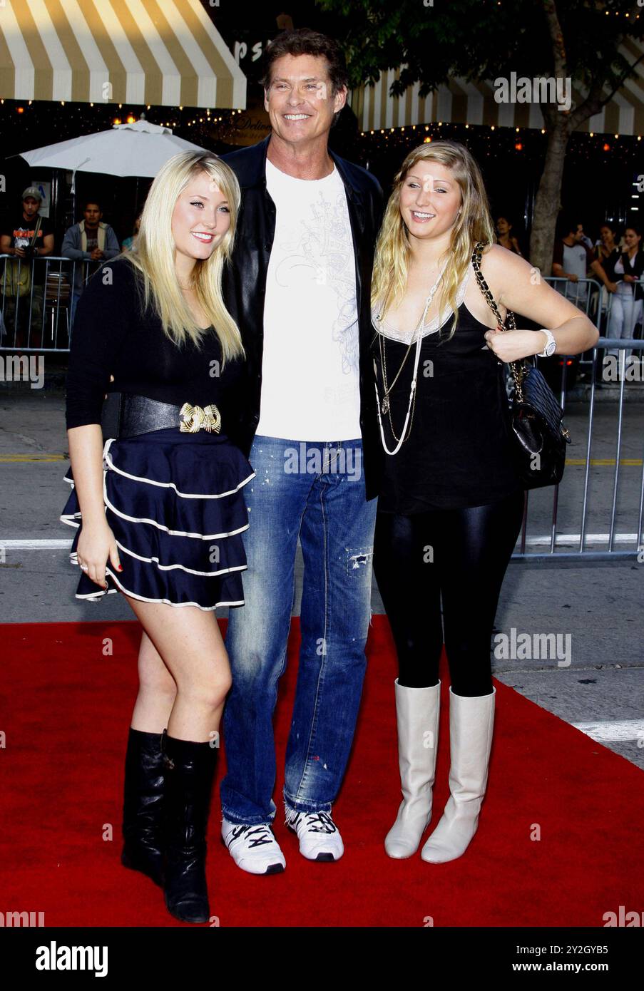 David Hasselhoff, Taylor Ann Hasselhoff und Hayley Hasselhoff bei der Premiere von „Step Brothers“ in Los Angeles, die am 15. Juli 2008 im Mann Village Theater in Westwood, USA, stattfand. Stockfoto