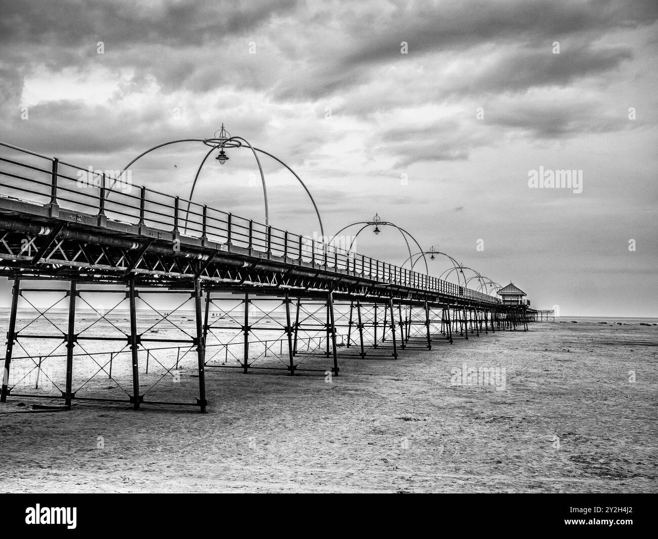 Das Bild zeigt den Southport Marine Pier im Küstenort Lancashire Northwest von Southport Stockfoto