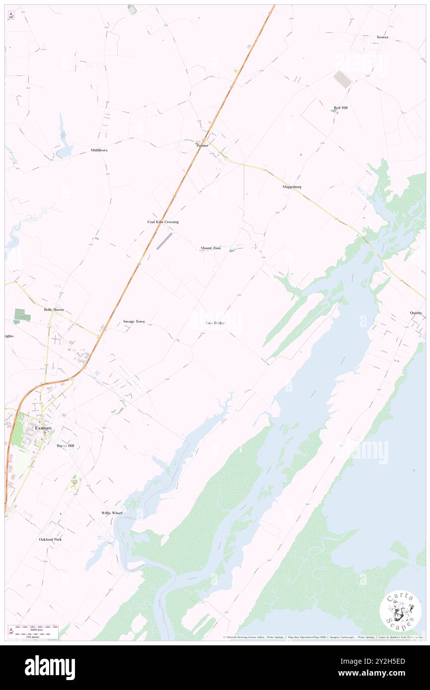 Cats Bridge, Accomack County, USA, USA, Virginia, n 37 33' 6'', S 75 46' 54'', Karte, Cartascapes Map, veröffentlicht 2024. Erkunden Sie Cartascapes, eine Karte, die die vielfältigen Landschaften, Kulturen und Ökosysteme der Erde enthüllt. Reisen Sie durch Zeit und Raum und entdecken Sie die Verflechtungen der Vergangenheit, Gegenwart und Zukunft unseres Planeten. Stockfoto