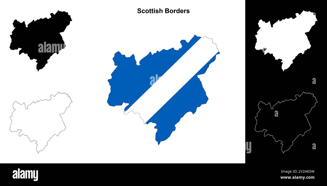 Scottish Borders leere Umrisskarte Set Stock Vektor