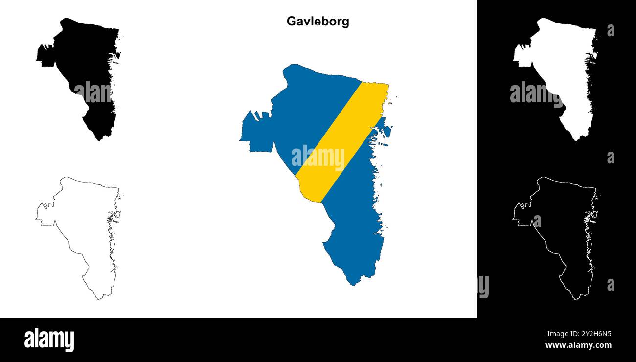 Gavleborg County: Unbeschrifteter Umrisskartensatz Stock Vektor