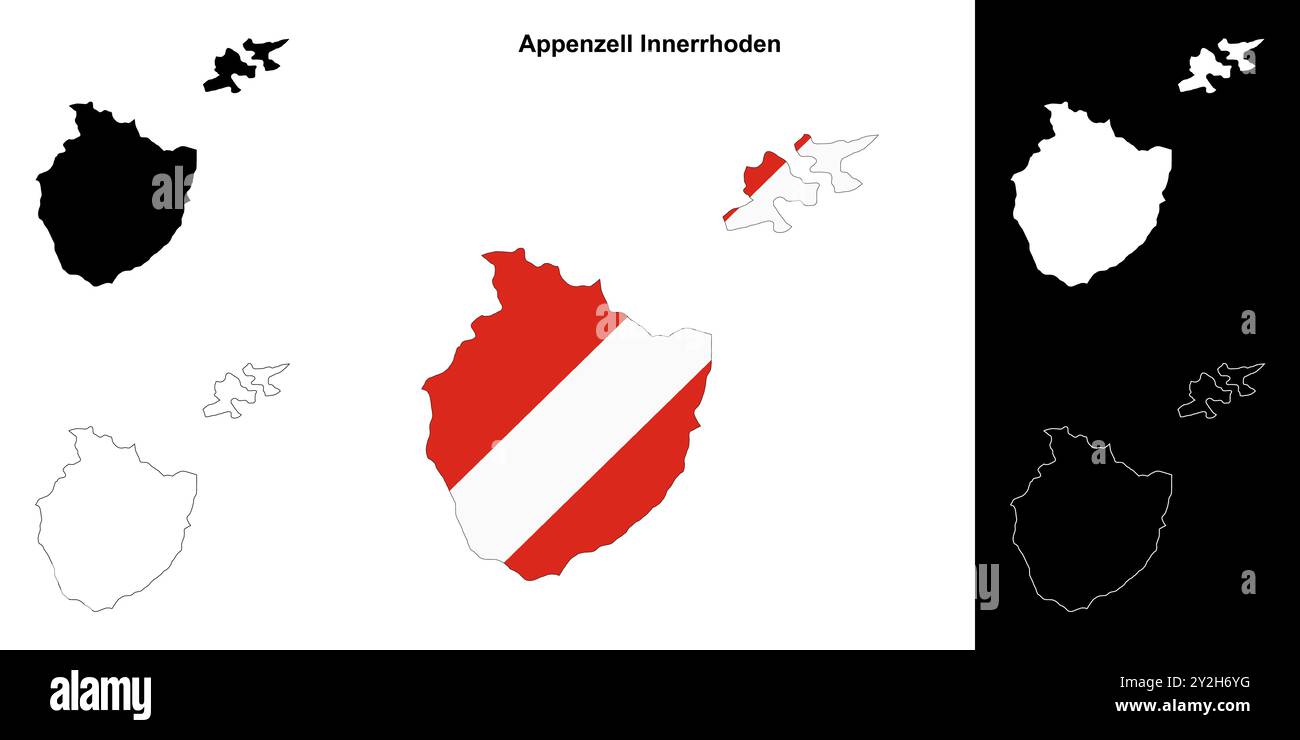 Appenzell Innerrhoden Kanton Umrisskarte Set Stock Vektor