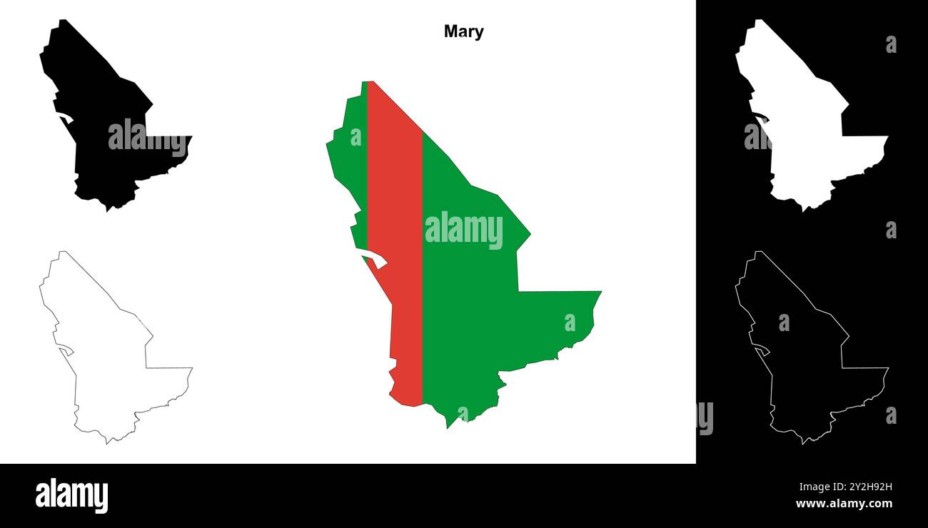 Mary Region Umrisskarte Set Stock Vektor
