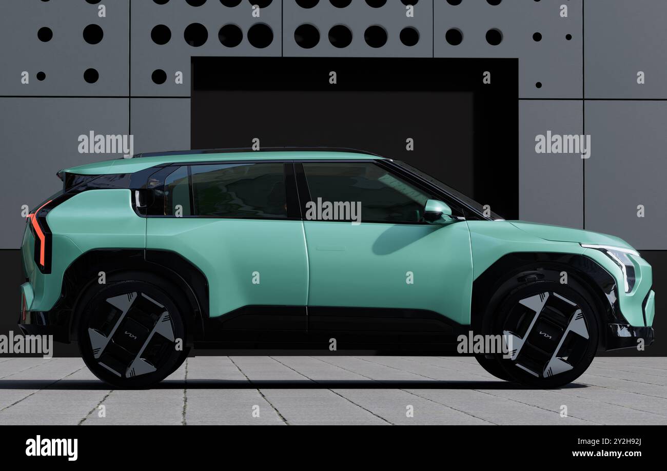 Der neue elektrische Kia EV3. Sie hat eine Reichweite von 600 km Stockfoto