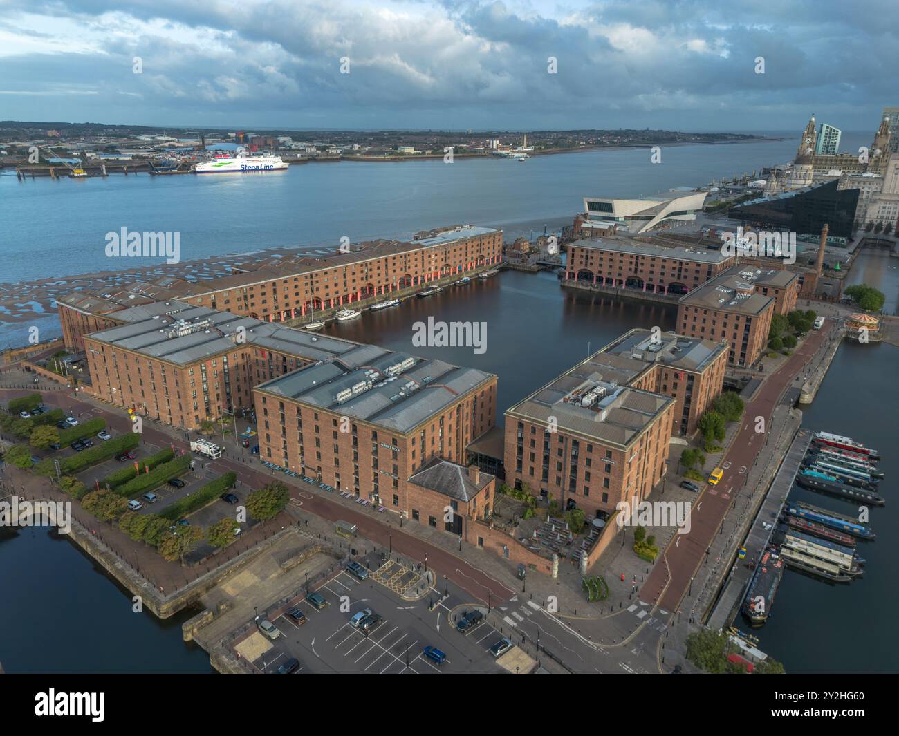 Luftaufnahme des Royal Albert Dock, Liverpool, England. Stockfoto