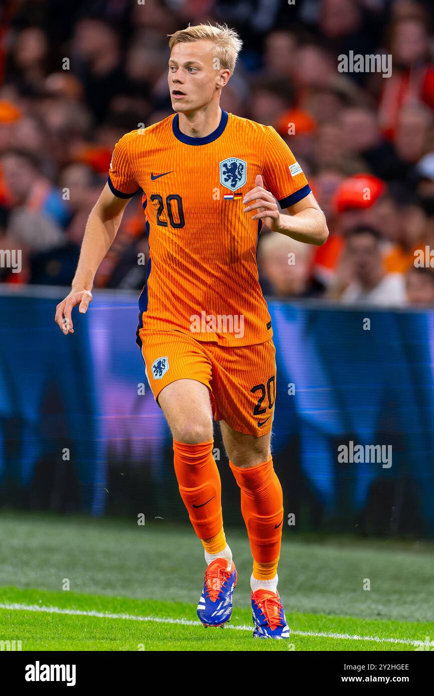 Amsterdam, Niederlande. September 2024. AMSTERDAM, NIEDERLANDE - 10. SEPTEMBER: Jan-Paul van Hecke aus den Niederlanden während der UEFA Nations League 2024/25 League Ein Spiel der Gruppe A3 zwischen den Niederlanden und Deutschland in der Johan Cruijff Arena am 10. September 2024 in Amsterdam, Niederlande. (Foto: Joris Verwijst/BSR Agency) Credit: BSR Agency/Alamy Live News Stockfoto
