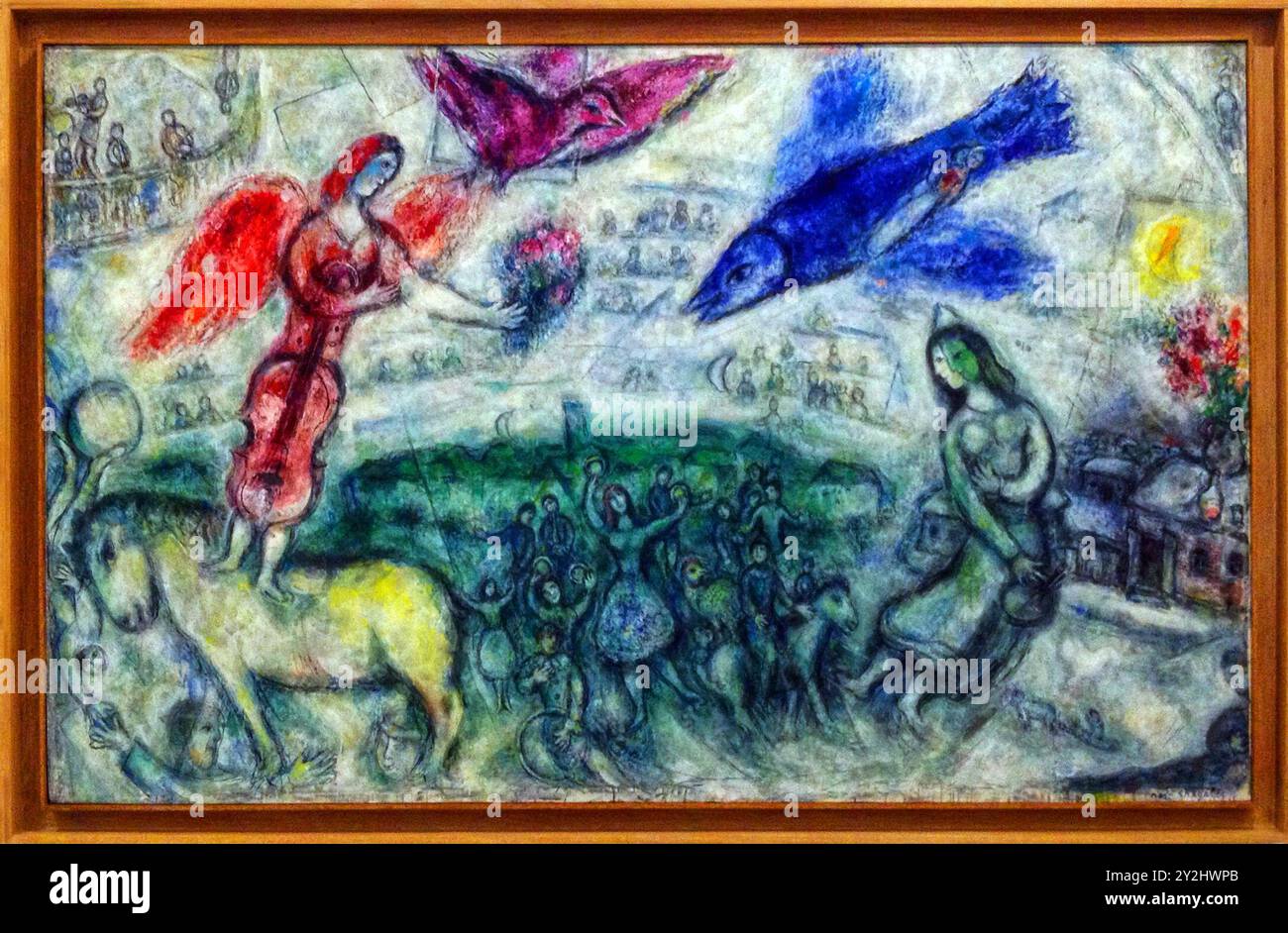 Öl auf Leinwand von Marc Chagall 'Traveling People' 1968. Hinterlegung der MNAM von Paris. Museum für Moderne Kunst von Ceret. Occitanie, Frankreich Stockfoto