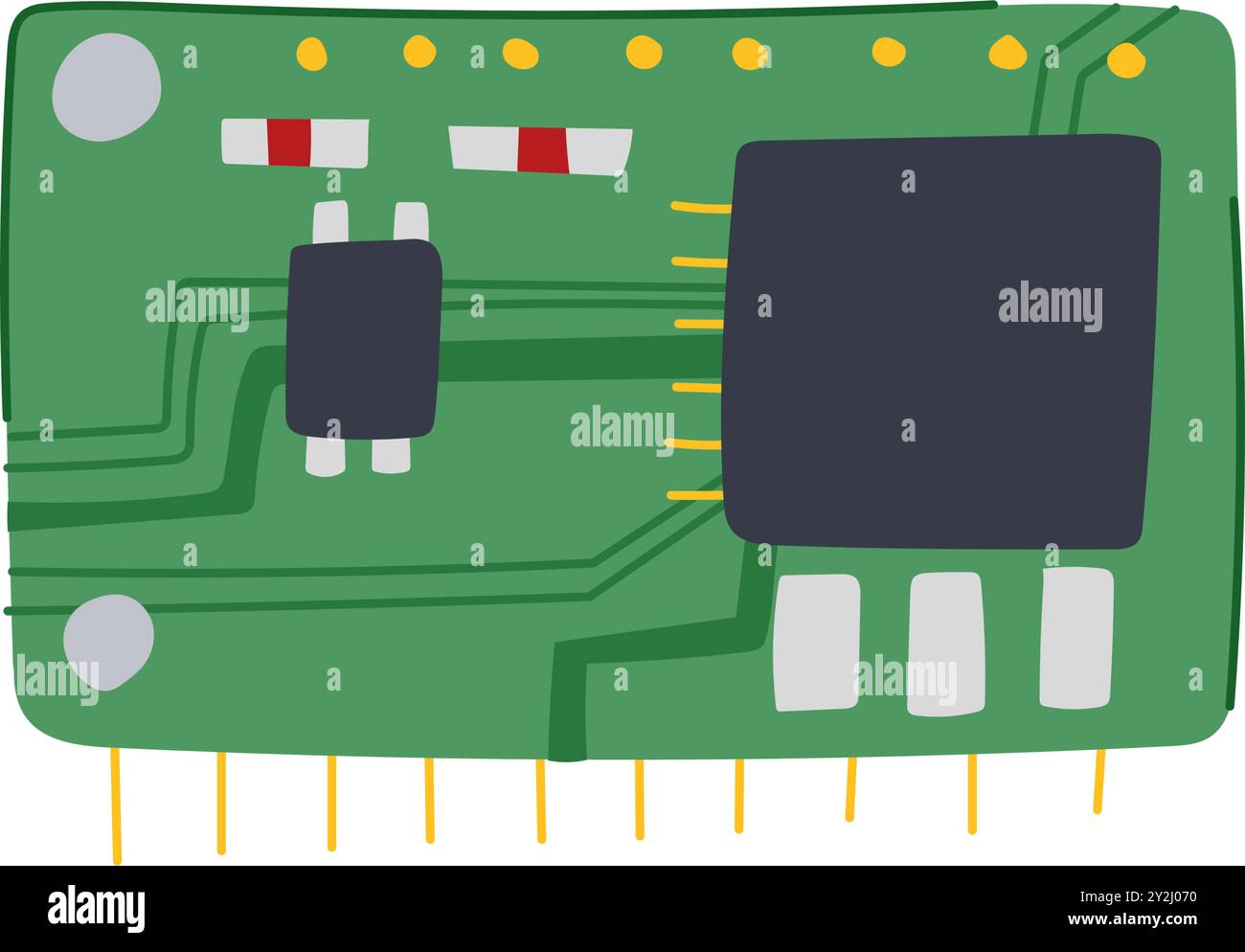Illustration des Cartoon-Vektors des Schaltkreises Mikrocontroller Stock Vektor