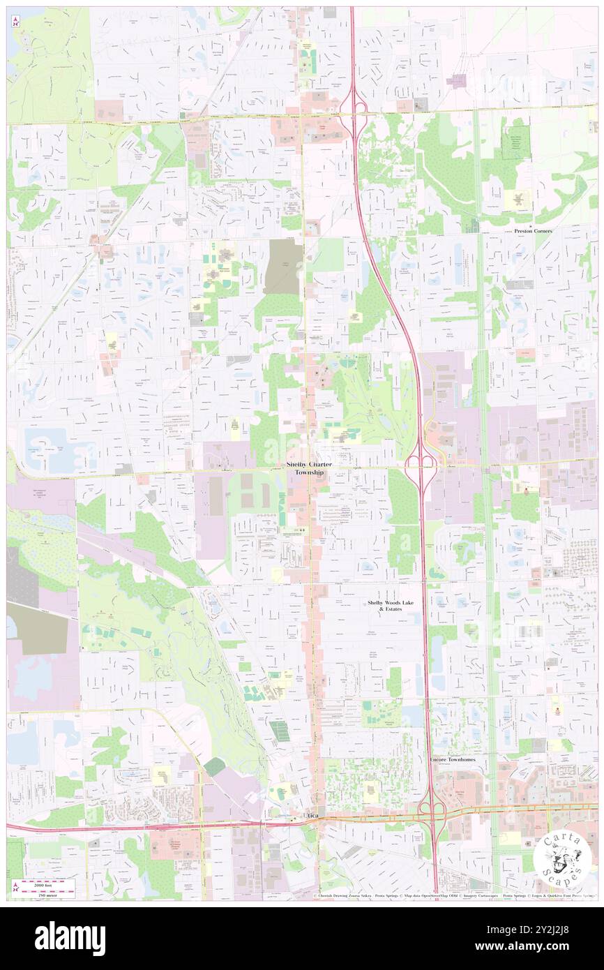 Shelby, Macomb County, USA, USA, Michigan, n 42 40' 17'', S 83 2' 5'', Karte, Cartascapes Map, veröffentlicht 2024. Erkunden Sie Cartascapes, eine Karte, die die vielfältigen Landschaften, Kulturen und Ökosysteme der Erde enthüllt. Reisen Sie durch Zeit und Raum und entdecken Sie die Verflechtungen der Vergangenheit, Gegenwart und Zukunft unseres Planeten. Stockfoto