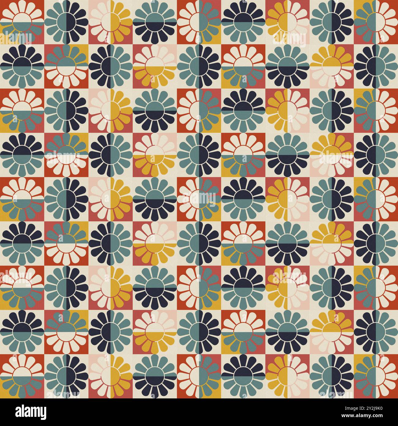 Mid Century-Design Mit Retro-Blumenmuster Stockfoto