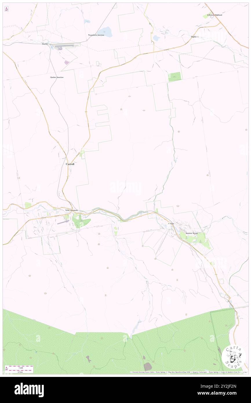 Carroll, Coos County, USA, New Hampshire, n 44 17' 54''', S 71 32' 26'', Karte, Karte, Kartenausgabe 2024. Erkunden Sie Cartascapes, eine Karte, die die vielfältigen Landschaften, Kulturen und Ökosysteme der Erde enthüllt. Reisen Sie durch Zeit und Raum und entdecken Sie die Verflechtungen der Vergangenheit, Gegenwart und Zukunft unseres Planeten. Stockfoto