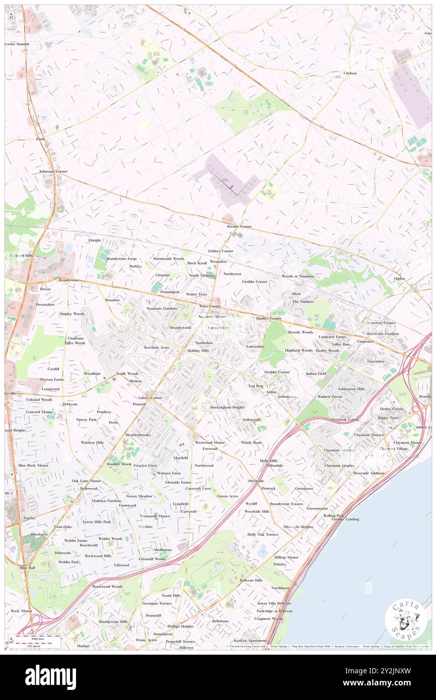 Kings Ridge, New Castle County, USA, Vereinigte Staaten, Delaware, n 39 49' 15'', S 75 29' 56'', Karte, Karte, Kartenausgabe 2024. Erkunden Sie Cartascapes, eine Karte, die die vielfältigen Landschaften, Kulturen und Ökosysteme der Erde enthüllt. Reisen Sie durch Zeit und Raum und entdecken Sie die Verflechtungen der Vergangenheit, Gegenwart und Zukunft unseres Planeten. Stockfoto