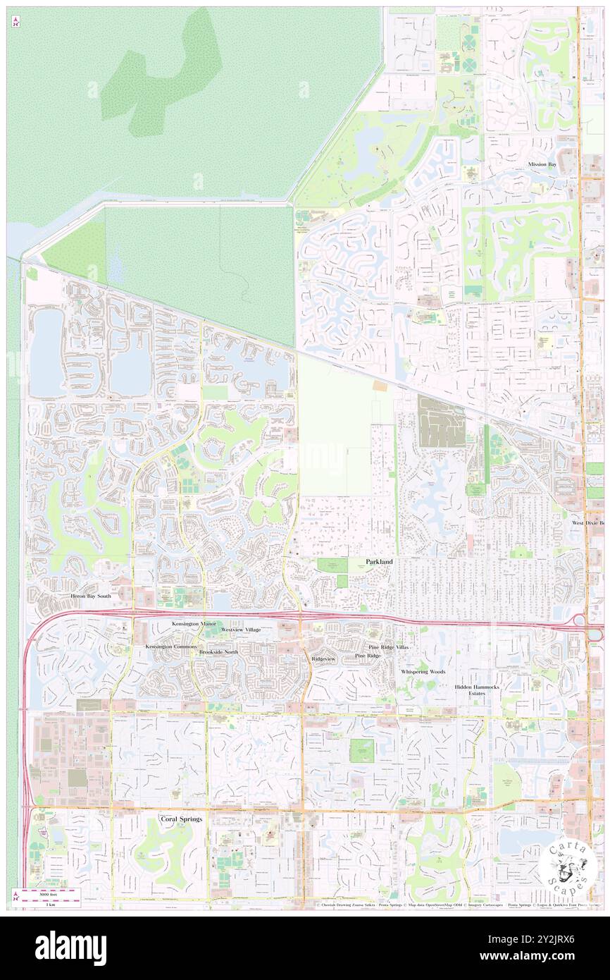 Parkand, Broward County, USA, USA, Florida, n 26 18' 36'', S 80 14' 14'', Karte, Cartascapes Map, veröffentlicht 2024. Erkunden Sie Cartascapes, eine Karte, die die vielfältigen Landschaften, Kulturen und Ökosysteme der Erde enthüllt. Reisen Sie durch Zeit und Raum und entdecken Sie die Verflechtungen der Vergangenheit, Gegenwart und Zukunft unseres Planeten. Stockfoto