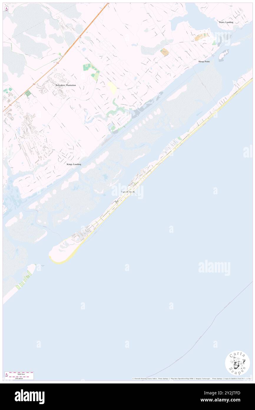 Topsail Beach, Pender County, USA, USA, North Carolina, n 34 21' 54'', S 77 37' 49'', Karte, Cartascapes Map, veröffentlicht 2024. Erkunden Sie Cartascapes, eine Karte, die die vielfältigen Landschaften, Kulturen und Ökosysteme der Erde enthüllt. Reisen Sie durch Zeit und Raum und entdecken Sie die Verflechtungen der Vergangenheit, Gegenwart und Zukunft unseres Planeten. Stockfoto