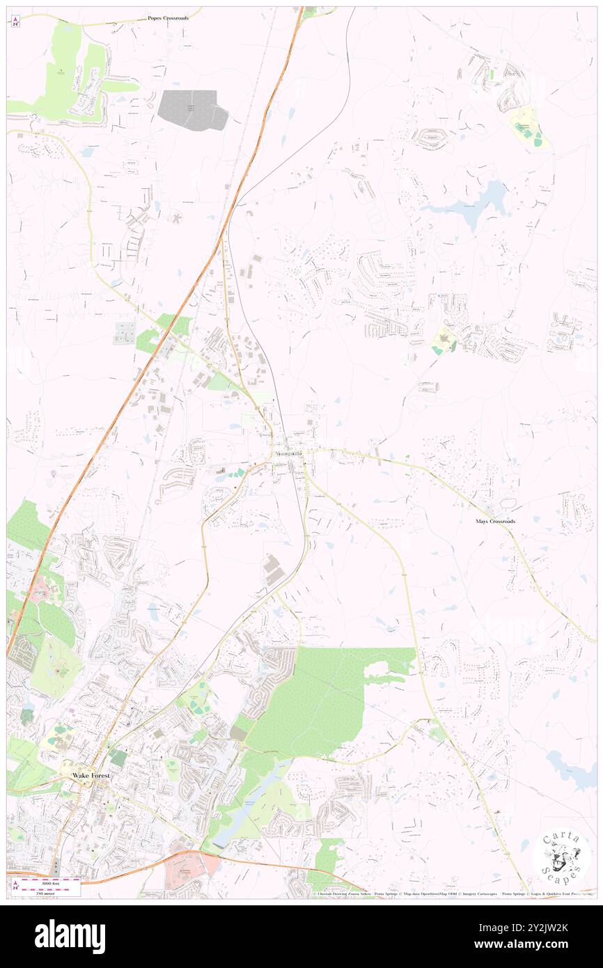 Youngsville, Franklin County, USA, Vereinigte Staaten, North Carolina, n 36 1' 29'', S 78 28' 27'', Karte, Cartascapes Map, veröffentlicht 2024. Erkunden Sie Cartascapes, eine Karte, die die vielfältigen Landschaften, Kulturen und Ökosysteme der Erde enthüllt. Reisen Sie durch Zeit und Raum und entdecken Sie die Verflechtungen der Vergangenheit, Gegenwart und Zukunft unseres Planeten. Stockfoto