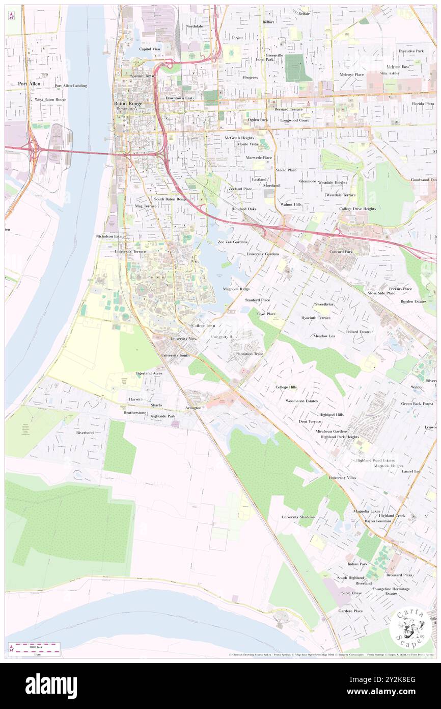 Collegetown, East Baton Rouge Parish, USA, USA, Louisiana, N 30 24' 12'', S 91 9' 55'', Karte, Cartascapes Map, veröffentlicht 2024. Erkunden Sie Cartascapes, eine Karte, die die vielfältigen Landschaften, Kulturen und Ökosysteme der Erde enthüllt. Reisen Sie durch Zeit und Raum und entdecken Sie die Verflechtungen der Vergangenheit, Gegenwart und Zukunft unseres Planeten. Stockfoto