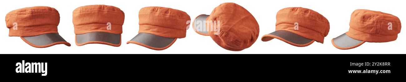 Braune Farbe flache Oberseite Militär Stil Kappen isoliert weißen Hintergrund, Baumwolle Unisex Outdoor Sport Baseball, Patrouille oder Feld Casual Hut, flache Krone Stockfoto Braune Farbe flache Oberseite Militär Stil Kappen isoliert weißen Hintergrund, Baumwolle Unisex Outdoor Sport Baseball, Patrouille oder Feld Casual Hut, flache Krone Stockfoto