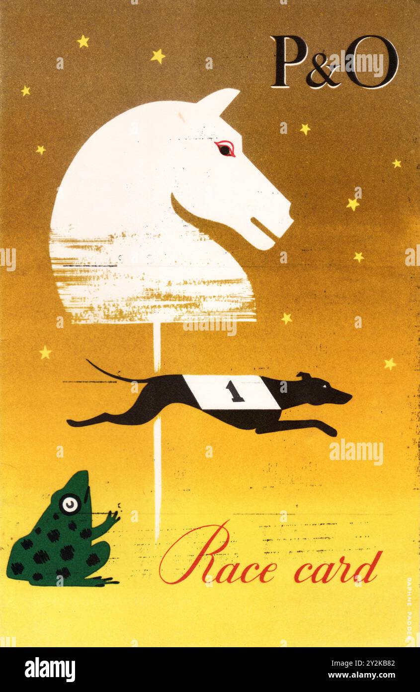 Vintage P&O Cruise Ocean Liner Steamship Kinderrennen-Karte vom S.S. Canton am 29. Dezember 1959 Stockfoto