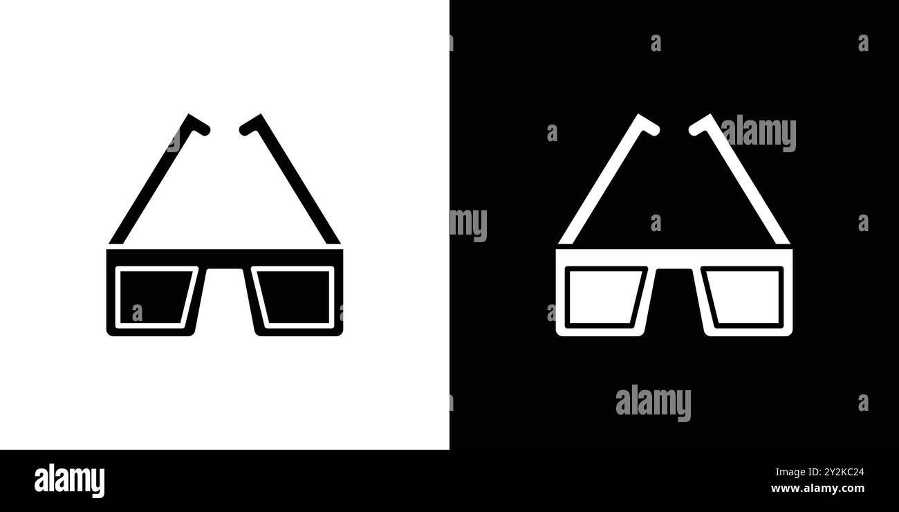 3D-Brille Icon Linear Logo Set Kollektion in Schwarz-weiß für Web Stock Vektor