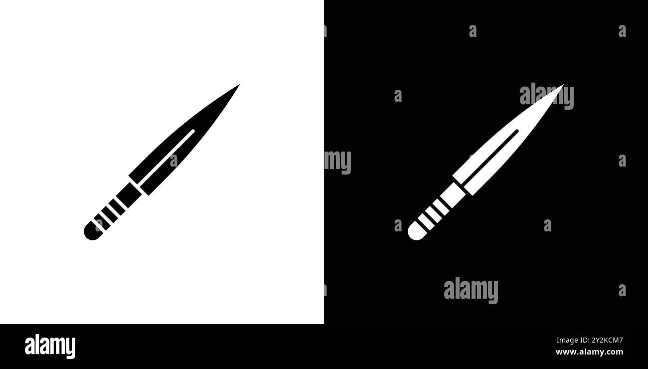 Lineare Logomarkensätze mit Dolch Icon in Schwarz-weiß für Web-Zwecke Stock Vektor