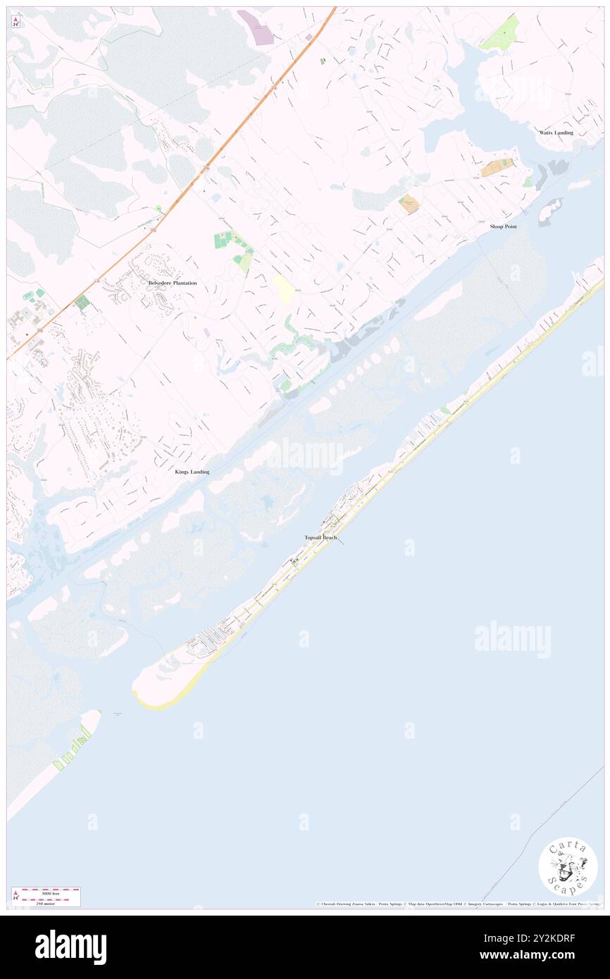 Topsail Beach, Pender County, USA, USA, North Carolina, n 34 21' 54'', S 77 37' 49'', Karte, Cartascapes Map, veröffentlicht 2024. Erkunden Sie Cartascapes, eine Karte, die die vielfältigen Landschaften, Kulturen und Ökosysteme der Erde enthüllt. Reisen Sie durch Zeit und Raum und entdecken Sie die Verflechtungen der Vergangenheit, Gegenwart und Zukunft unseres Planeten. Stockfoto