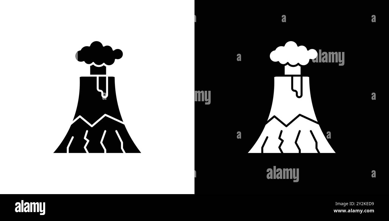 Die Kollektion „Volcano Icon“ mit linearen Logomarken in Schwarz-weiß für Web-Zwecke Stock Vektor