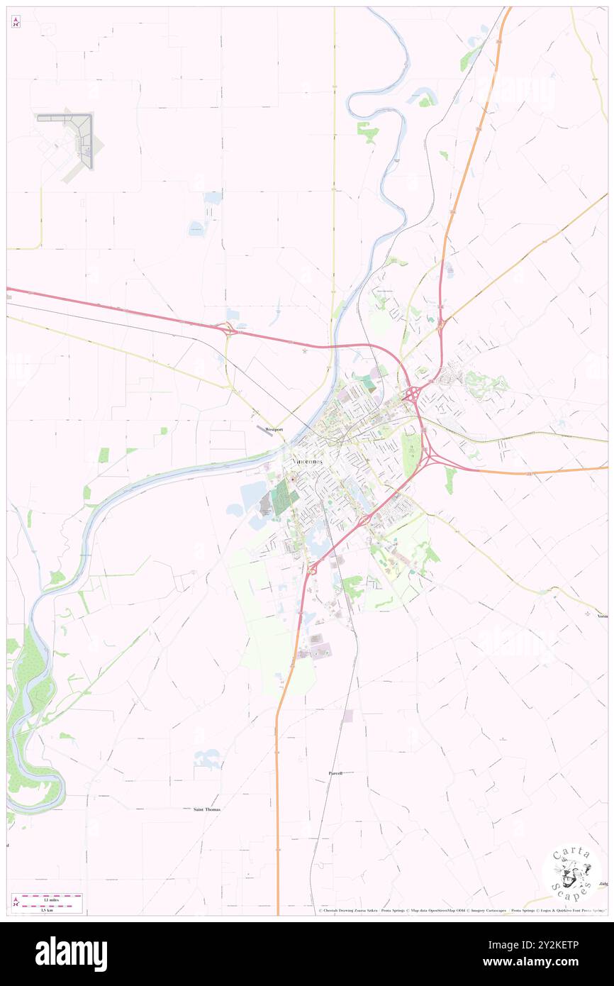 Vincennes, Knox County, USA, USA, Indiana, n 38 40' 38'', S 87 31' 43'', Karte, Cartascapes Map, veröffentlicht 2024. Erkunden Sie Cartascapes, eine Karte, die die vielfältigen Landschaften, Kulturen und Ökosysteme der Erde enthüllt. Reisen Sie durch Zeit und Raum und entdecken Sie die Verflechtungen der Vergangenheit, Gegenwart und Zukunft unseres Planeten. Stockfoto