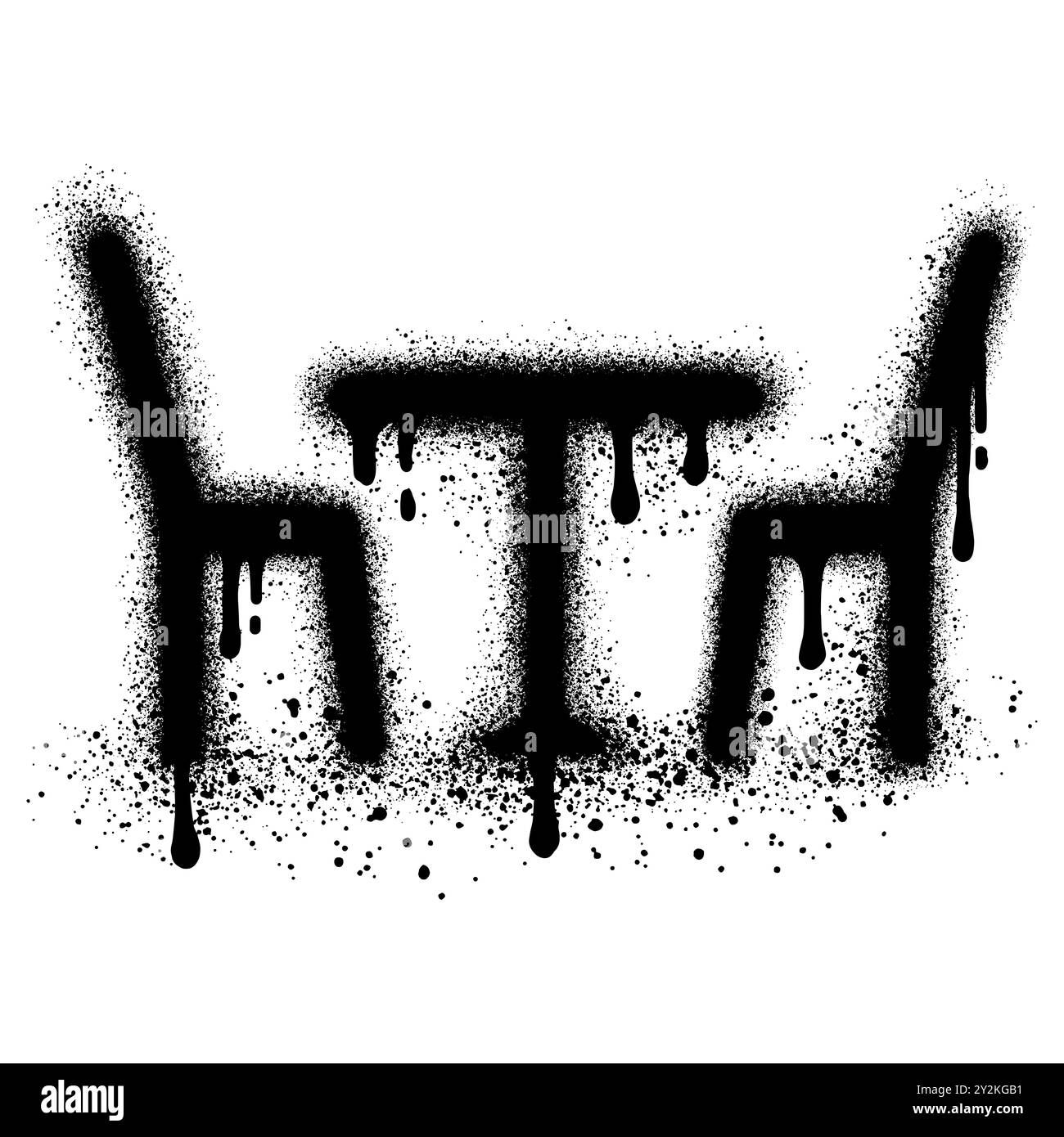 Terrassencafé Icon Graffiti mit schwarzer Sprühfarbe. Vektorabbildung. Stock Vektor