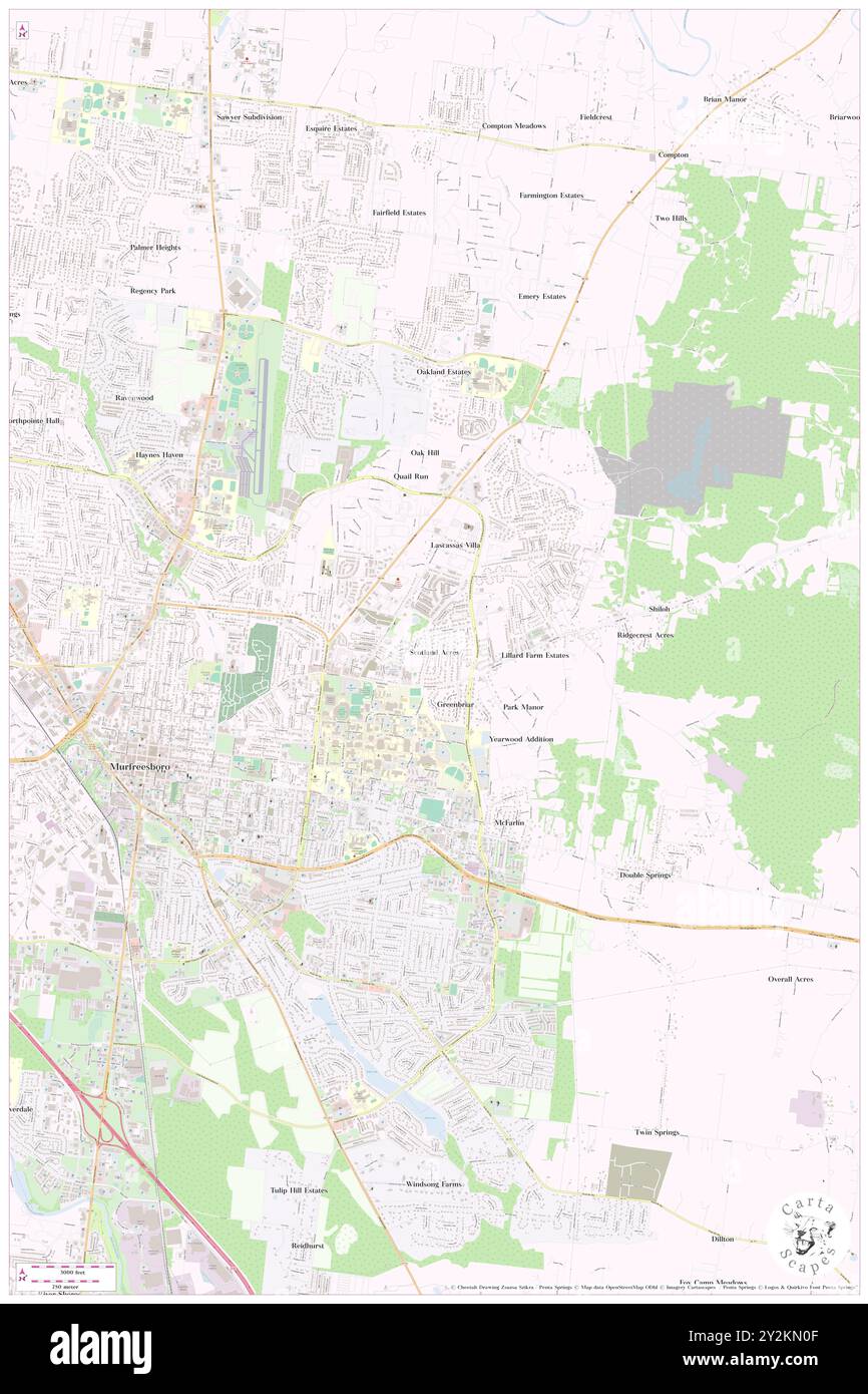 Scotland Acres, Rutherford County, USA, USA, Tennessee, n 35 51' 25'', S 86 21' 25'', Karte, Cartascapes Map, veröffentlicht 2024. Erkunden Sie Cartascapes, eine Karte, die die vielfältigen Landschaften, Kulturen und Ökosysteme der Erde enthüllt. Reisen Sie durch Zeit und Raum und entdecken Sie die Verflechtungen der Vergangenheit, Gegenwart und Zukunft unseres Planeten. Stockfoto