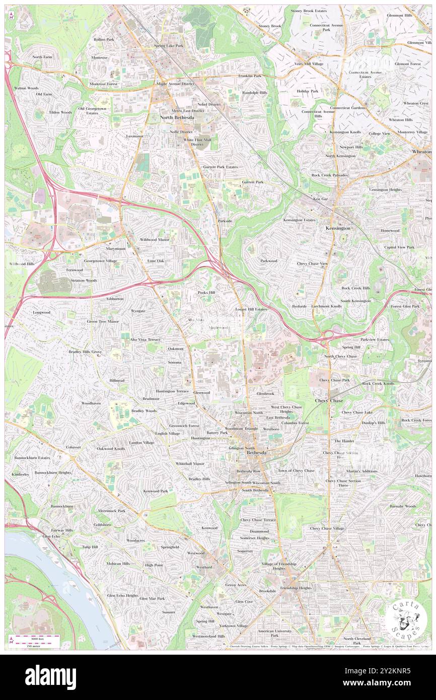 Maplewood, Montgomery County, USA, USA, Maryland, n 39 0' 27'', S 77 6' 11'', Karte, Cartascapes Map, veröffentlicht 2024. Erkunden Sie Cartascapes, eine Karte, die die vielfältigen Landschaften, Kulturen und Ökosysteme der Erde enthüllt. Reisen Sie durch Zeit und Raum und entdecken Sie die Verflechtungen der Vergangenheit, Gegenwart und Zukunft unseres Planeten. Stockfoto