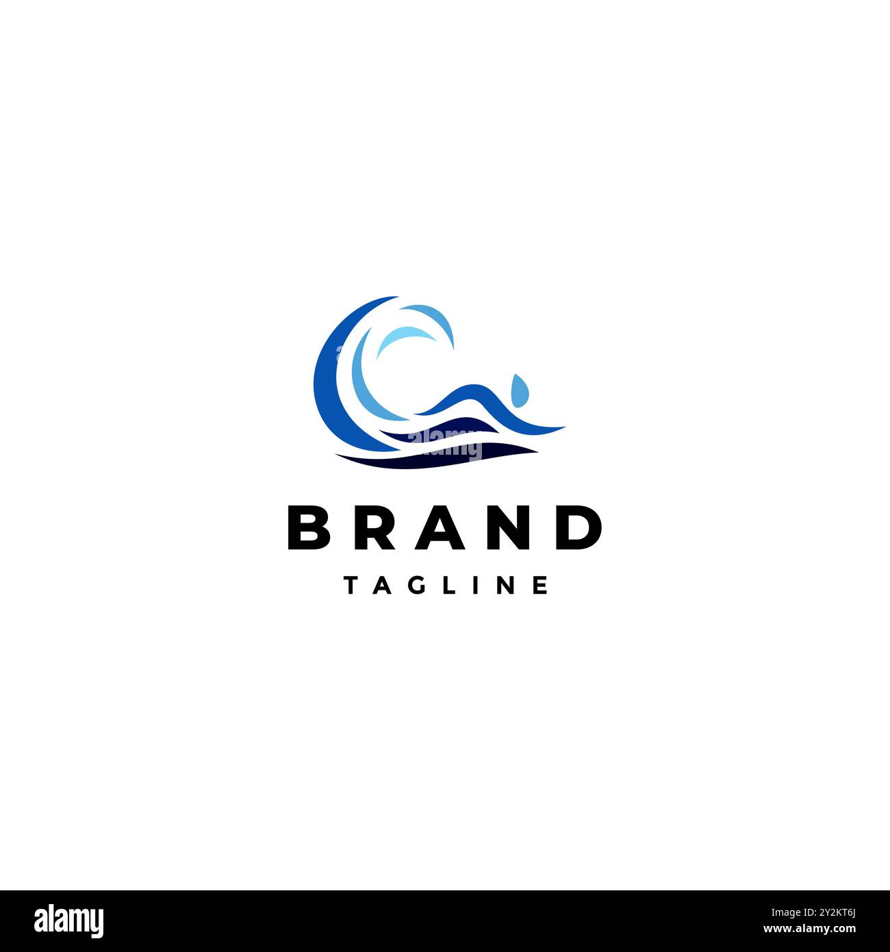 „Schwimmen unter den Wellen“-Logo. Schwimmer schwimmen in Einem welligen Ocean Logo-Design. Stock Vektor