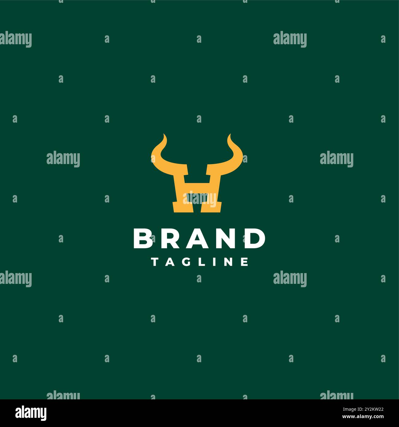 Buchstabe H mit Horn-Logo. Design mit H-Hornlogo. Stock Vektor