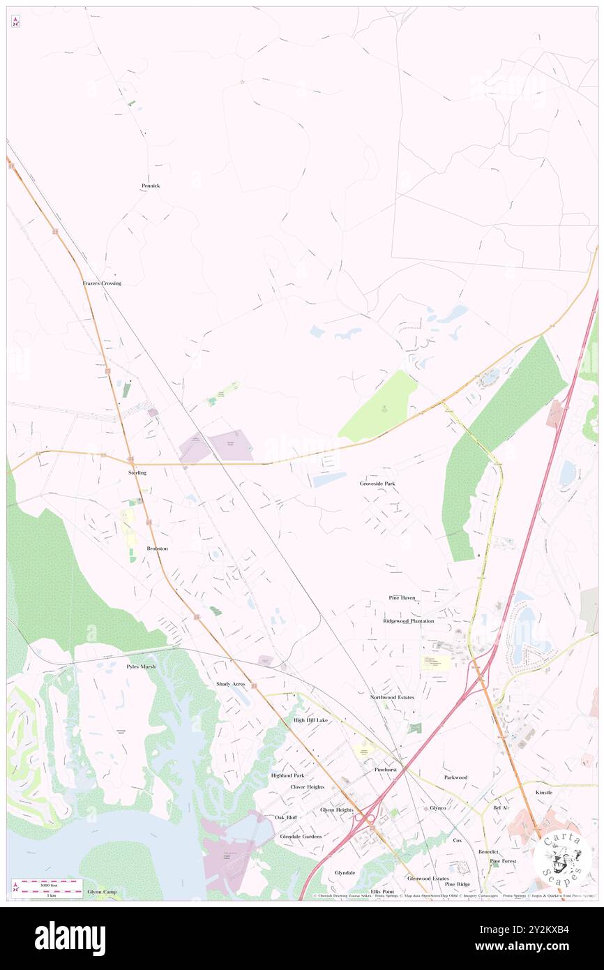 Southern Pines Mobile Home Village, Glynn County, USA, USA, Georgia, n 31 16' 26'', S 81 31' 59'', Karte, Cartascapes Map, veröffentlicht 2024. Erkunden Sie Cartascapes, eine Karte, die die vielfältigen Landschaften, Kulturen und Ökosysteme der Erde enthüllt. Reisen Sie durch Zeit und Raum und entdecken Sie die Verflechtungen der Vergangenheit, Gegenwart und Zukunft unseres Planeten. Stockfoto