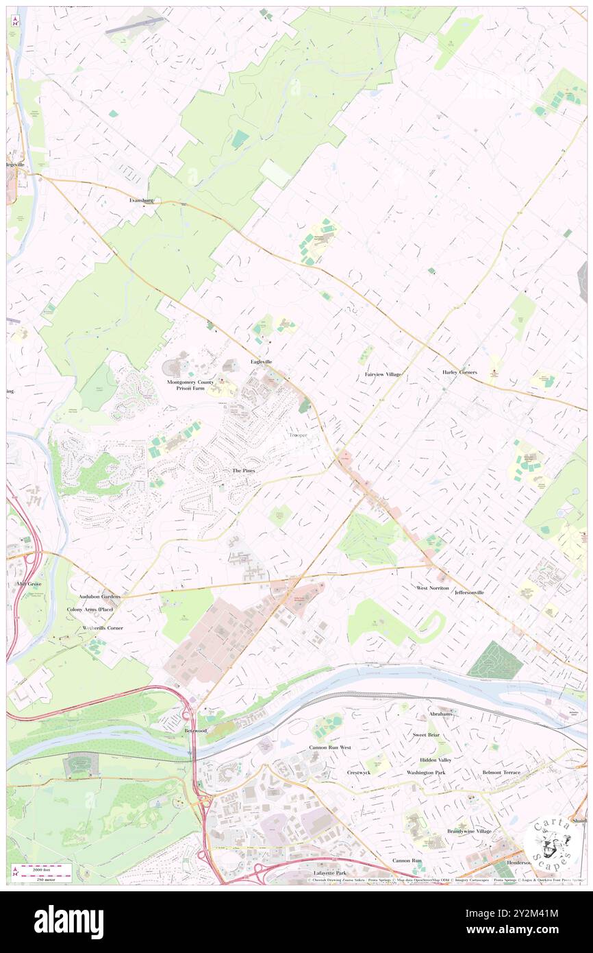 Trooper, Montgomery County, USA, USA, Pennsylvania, n 40 8' 59'', S 75 24' 6'', Karte, Cartascapes Map, veröffentlicht 2024. Erkunden Sie Cartascapes, eine Karte, die die vielfältigen Landschaften, Kulturen und Ökosysteme der Erde enthüllt. Reisen Sie durch Zeit und Raum und entdecken Sie die Verflechtungen der Vergangenheit, Gegenwart und Zukunft unseres Planeten. Stockfoto