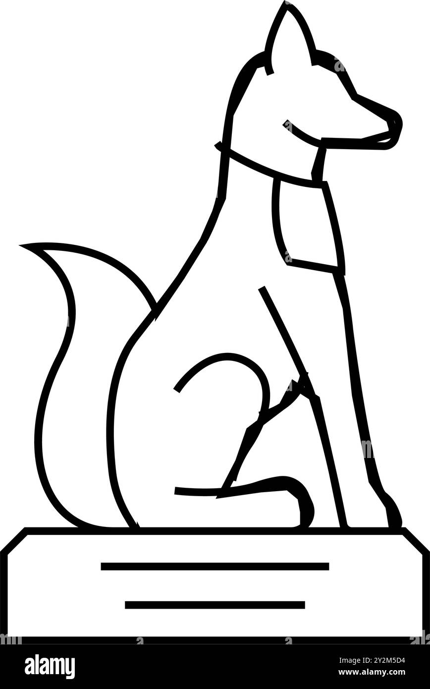 inari-Fuchs-Statue shintoism-Linie Icon Vektor-Illustration Stock Vektor