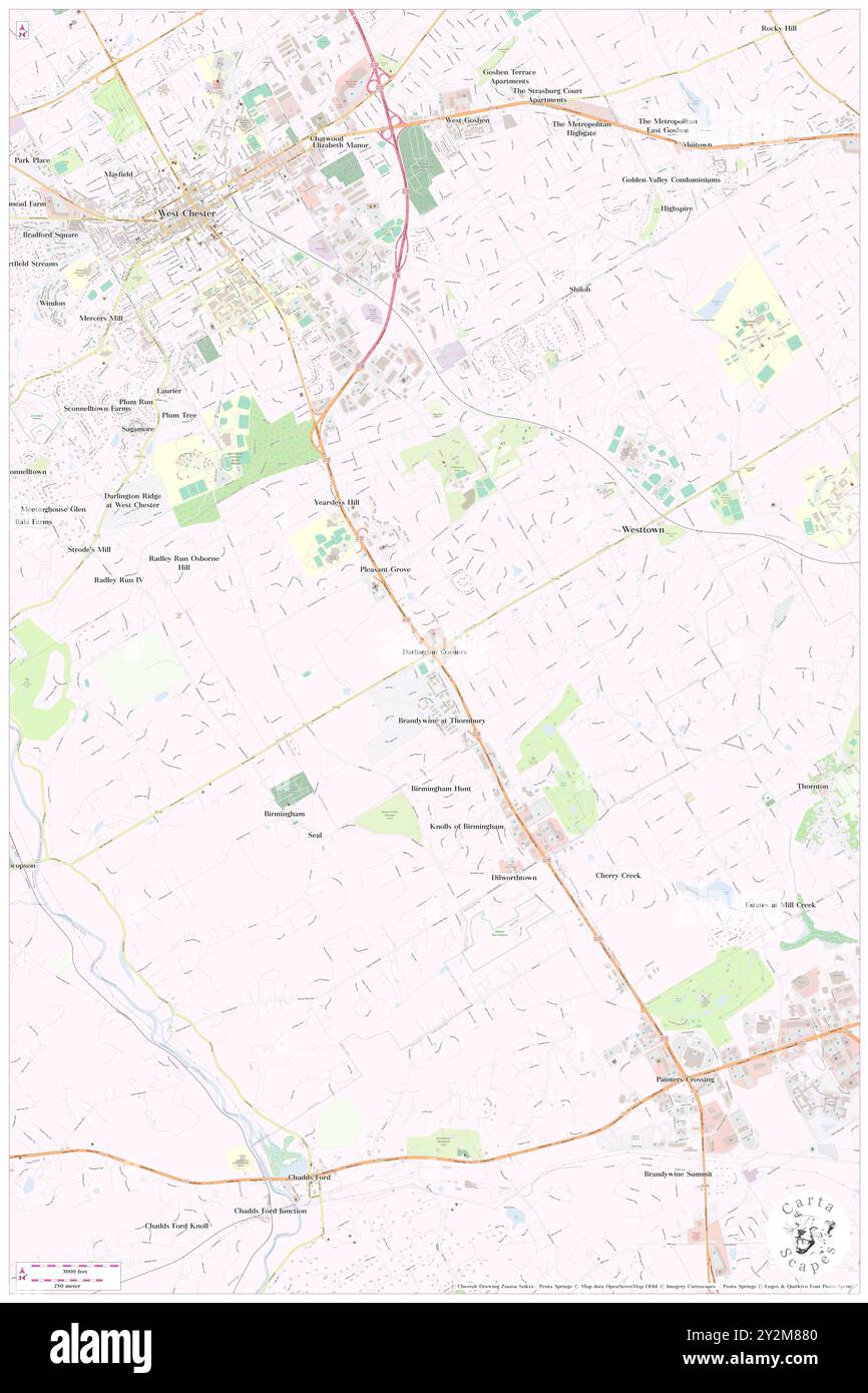 Darlington Corners, Chester County, USA, USA, Pennsylvania, n 39 55' 11'', S 75 34' 35'', Karte, Cartascapes Map, veröffentlicht 2024. Erkunden Sie Cartascapes, eine Karte, die die vielfältigen Landschaften, Kulturen und Ökosysteme der Erde enthüllt. Reisen Sie durch Zeit und Raum und entdecken Sie die Verflechtungen der Vergangenheit, Gegenwart und Zukunft unseres Planeten. Stockfoto