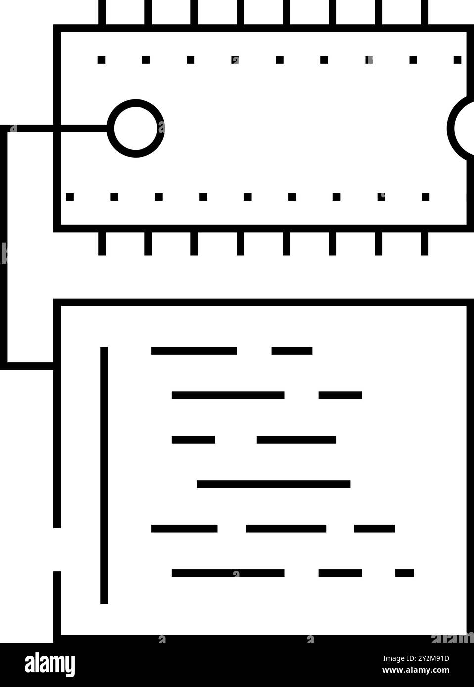 Illustration des Symbols für die Mikrocontroller-Programmierung der Elektroniklinie Stock Vektor