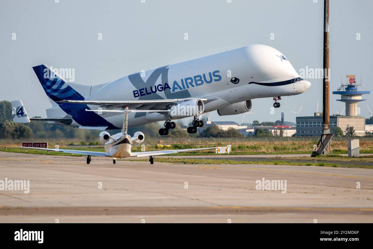 Airbus Beluga Xl Technische Daten Bremen, Deutschland. August 2024. Ein Airbus Beluga XL startet vom