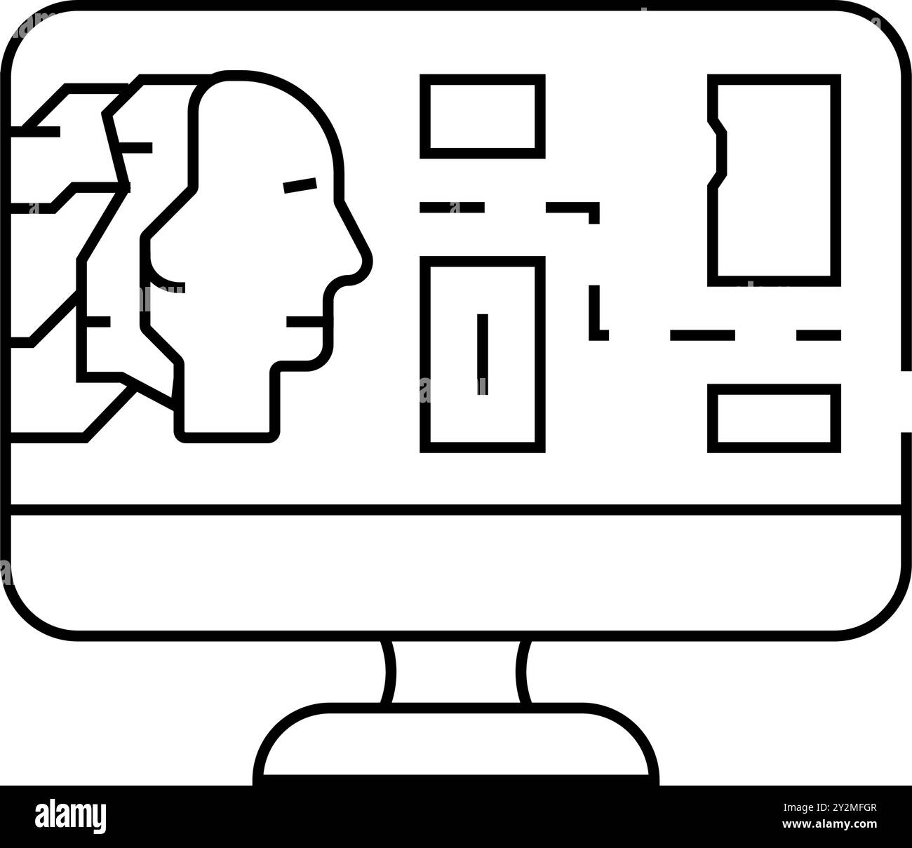 Illustration des Symbols der autonomen Auslieferungslinie für AI-Routing Stock Vektor