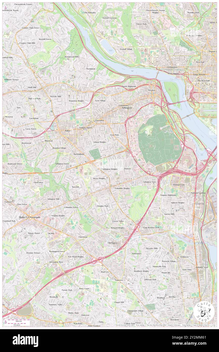 Arlington Heights, Arlington County, USA, USA, Virginia, n 38 52' 10'', S 77 5' 31'', Karte, Cartascapes Map, veröffentlicht 2024. Erkunden Sie Cartascapes, eine Karte, die die vielfältigen Landschaften, Kulturen und Ökosysteme der Erde enthüllt. Reisen Sie durch Zeit und Raum und entdecken Sie die Verflechtungen der Vergangenheit, Gegenwart und Zukunft unseres Planeten. Stockfoto