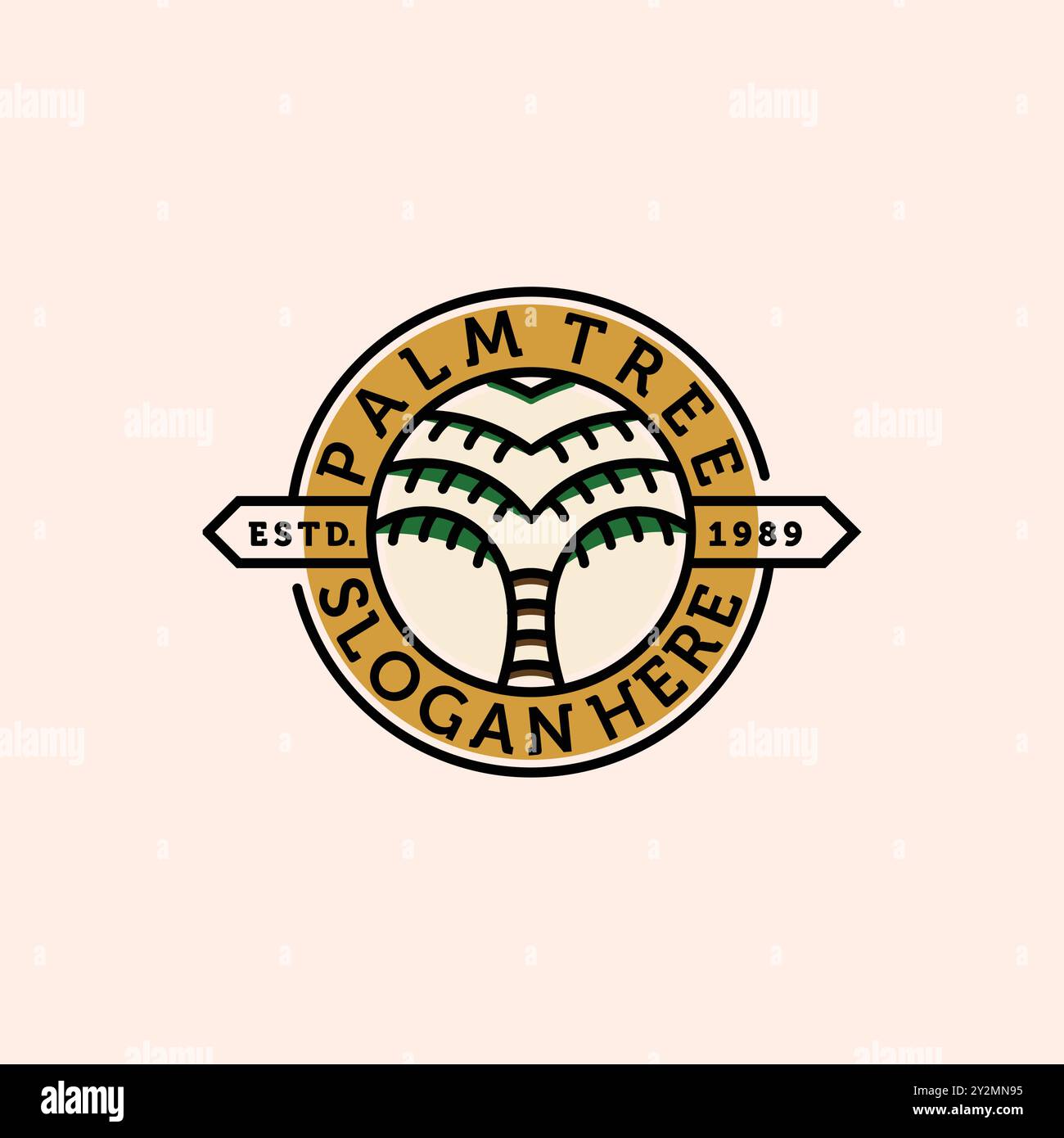 Palme oder Coconut Line Art Logo Vektor Illustration Design. Modernes Design Mit Palmen-Logoabzeichen In Kreativer Linienart. Palmenbaum-Logo Stock Vektor