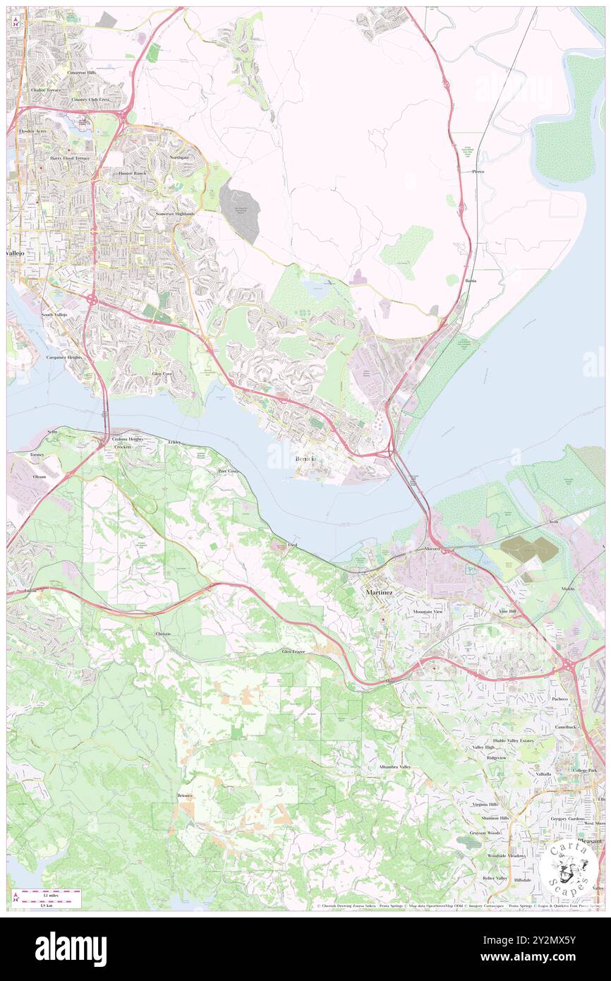 Benicia, Solano County, USA, USA, Kalifornien, n 38 2' 57'', S 122 9' 30'', Karte, Cartascapes Map, veröffentlicht 2024. Erkunden Sie Cartascapes, eine Karte, die die vielfältigen Landschaften, Kulturen und Ökosysteme der Erde enthüllt. Reisen Sie durch Zeit und Raum und entdecken Sie die Verflechtungen der Vergangenheit, Gegenwart und Zukunft unseres Planeten. Stockfoto